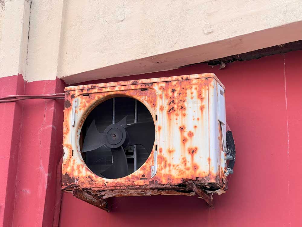 old and neglected AC unit Cleveland, OH