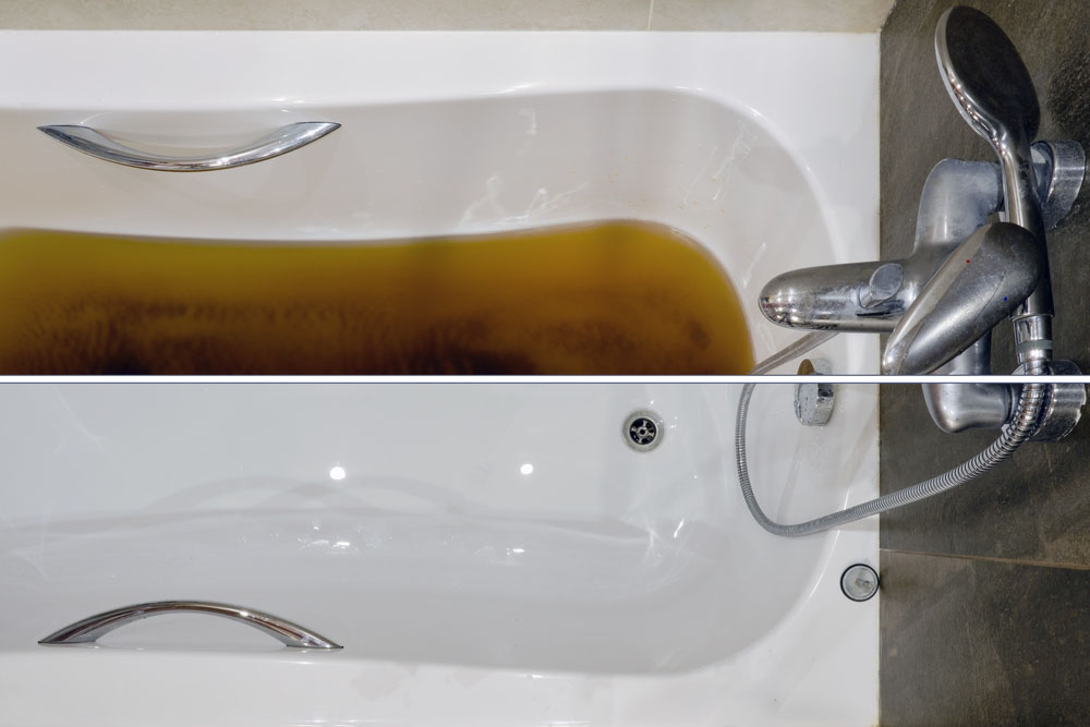 backed-up toilet or bathtub