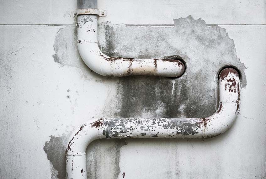 Old drainage pipeline from the bathroom