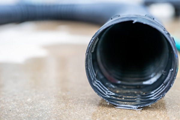close up flexible drainage pipe opening